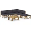 Image de vidaXL Salon de jardin 6 pcs avec coussins gris foncé bambou3058236