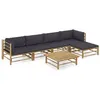 Image de vidaXL Salon de jardin 6 pcs avec coussins gris foncé bambou3058238