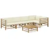Image de vidaXL Salon de jardin 6 pcs avec coussins blanc crème bambou3058239