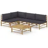 Image de vidaXL Salon de jardin 5 pcs avec coussins gris foncé bambou3058242