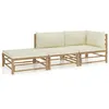 Image de vidaXL Salon de jardin 3 pcs avec coussins blanc crème bambou3058245