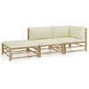 Image de vidaXL Vidaxl Salon De Jardin 3 Pcs Avec Coussins Blanc Crème Bambou