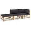 Image de vidaXL Salon de jardin 3 pcs avec coussins gris foncé bambou3058246