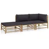 Image de vidaXL Vidaxl Salon De Jardin 3 Pcs Avec Coussins Gris Foncé Bambou