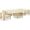 Image de Vidaxl Salon De Jardin 7 Pcs Avec Coussins Blanc CrÃ¨me Bambou