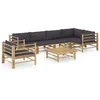 Image de vidaXL Salon de jardin 7 pcs avec coussins gris foncé bambou3058248