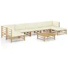 Image de Vidaxl Salon De Jardin 8 Pcs Avec Coussins Blanc CrÃ¨me Bambou