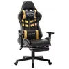 Image de vidaXL Chaise de jeu avec repose-pied Noir et doré Cuir artificiel