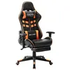 Image de vidaXL Chaise de jeu avec repose-pied Noir et orange Cuir artificiel