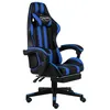 Image de vidaXL Fauteuil de jeux vidéo avec repose-pied Noir et bleu Similicuir20526