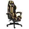 Image de vidaXL Fauteuil de jeux vidéo avec repose-pied Noir et doré Similicuir20528
