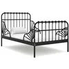 Image de vidaXL Cadre de lit extensible sans matelas Noir MÃ©tal 80x130/200 cm