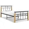 Image de vidaXL Cadre de lit sans matelas métal bois de chêne massif 90x200 cm324897