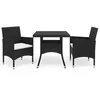 Image de vidaXL Vidaxl Ensemble À Dîner De Jardin 3 Pcs Noir Résine Tressée Et Verre