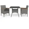 Image de vidaXL Ensemble à manger de jardin 3 pcs Gris Résine tressée et acacia