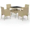 Image de vidaXL Ensemble à manger de jardin 5 pcs Résine tressée et verre Beige
