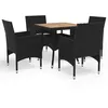 Image de vidaXL Ensemble à manger de jardin 5 pcs Noir Résine tressée et acacia
