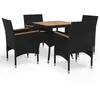 Image de vidaXL Ensemble à manger de jardin 5 pcs Noir Résine tressée et acacia
