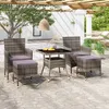 Image de Vidaxl Ensemble Ã Manger Jardin 5 Pcs RÃ©sine TressÃ©e Verre TrempÃ© Gris