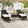 Image de vidaXL Ensemble à dîner de jardin 5 pcs Résine tressée et acacia Noir