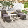 Image de vidaXL Ensemble à Manger jardin 5 pcs résine tressée verre trempé Gris