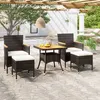 Image de vidaXL Ensemble à dîner de jardin 5 pcs Résine tressée et acacia Noir