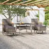 Image de vidaXL Ensemble à Manger jardin 5 pcs résine tressée verre trempé Gris