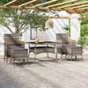 Image de Vidaxl Ensemble Ã Manger Jardin 5 Pcs RÃ©sine TressÃ©e Verre TrempÃ© Gris