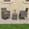 Image de vidaXL Ensemble de bistro 3 pcs Résine tressée et verre trempé Gris