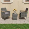 Image de vidaXL Ensemble de bistro 3 pcs Résine tressée et verre trempé Gris