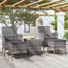 Image de vidaXL Ensemble de bistro 5 pcs Résine tressée et verre trempé Gris