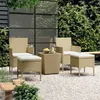 Image de Vidaxl Ensemble De Bistro 5 Pcs RÃ©sine TressÃ©e Et Verre TrempÃ© Beige