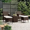 Image de vidaXL Ensemble de bistro de jardin 5 pcs poly rotin et verre trempé