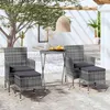 Image de vidaXL Ensemble de bistro jardin 5pcs Résine tressée verre trempé Gris