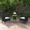 Image de vidaXL Ensemble à manger de jardin 3 pcs Résine tressée Noir3058462