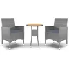 Image de Vidaxl Ensemble De Salle Ã Manger De Jardin 3 Pcs RÃ©sine TressÃ©e Gris