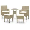 Image de Vidaxl Salon De Jardin 5 Pcs RÃ©sine TressÃ©e Beige