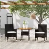 Image de vidaXL Mobilier à dîner de jardin 3 pcs Résine tressée Noir