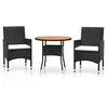 Image de Vidaxl Mobilier Ã DÃ®ner De Jardin 3 Pcs RÃ©sine TressÃ©e Noir