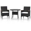 Image de vidaXL Vidaxl Mobilier À Dîner De Jardin 3 Pcs Résine Tressée Noir