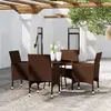 Image de vidaXL Ensemble à manger de jardin 5pcs Résine tressée Marron