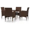Image de Vidaxl Mobilier De Salle Ã Manger De Jardin 5pcs RÃ©sine TressÃ©e Marron