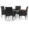 Image de Vidaxl Mobilier De Salle Ã Manger De Jardin 5 Pcs RÃ©sine TressÃ©e Noir