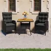 Image de vidaXL Ensemble à dîner de jardin 3 pcs Résine tressée et acacia Noir3058527