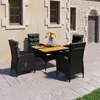 Image de vidaXL Ensemble à dîner de jardin 5 pcs Résine tressée et acacia Noir
