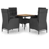 Image de Vidaxl Ensemble Ã DÃ®ner De Jardin 5 Pcs RÃ©sine TressÃ©e Et Acacia Noir