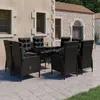 Image de vidaXL Ensemble à dîner de jardin 9 pcs Résine tressée et verre Noir
