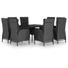 Image de Vidaxl Ensemble Ã DÃ®ner De Jardin 9 Pcs RÃ©sine TressÃ©e Et Verre Noir