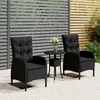 Image de vidaXL Ensemble de bistro de jardin 3 pcs Résine tressée Noir3058544