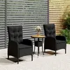 Image de vidaXL Mobilier de bistro de jardin 3 pcs Résine tressée Noir